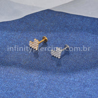 Piercing Labret Aço Cirúrgico Coração Lego Zircônia Cravejada