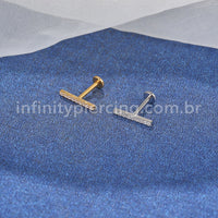 Piercing Labret Aço Cirúrgico Barra 12mm Zircônia Cravejada