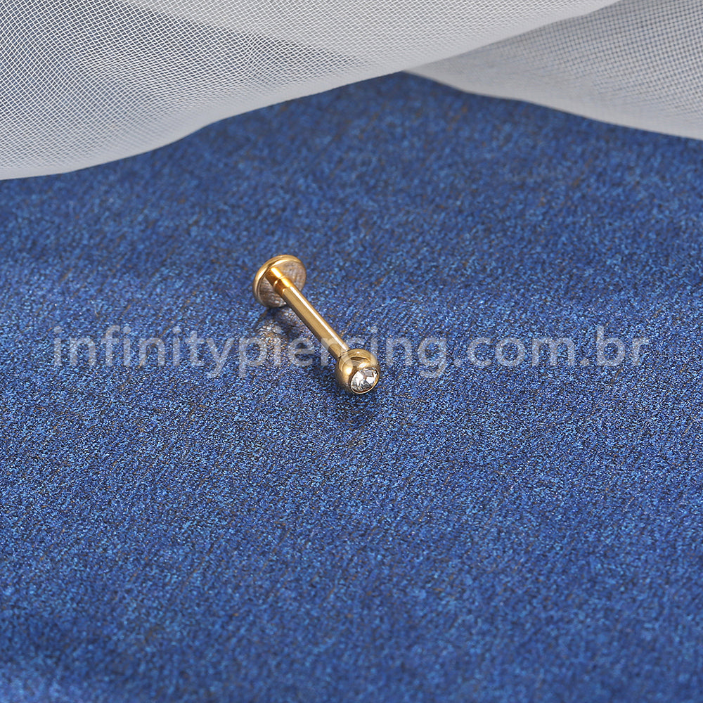 Piercing Labret Aço Cirúrgico Zircônia Rosca Interna