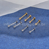 Piercing Labret Aço Cirúrgico Zircônia Rosca Interna