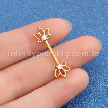 Piercing Mamilo Titânio Push Pin Folhas Zircônia