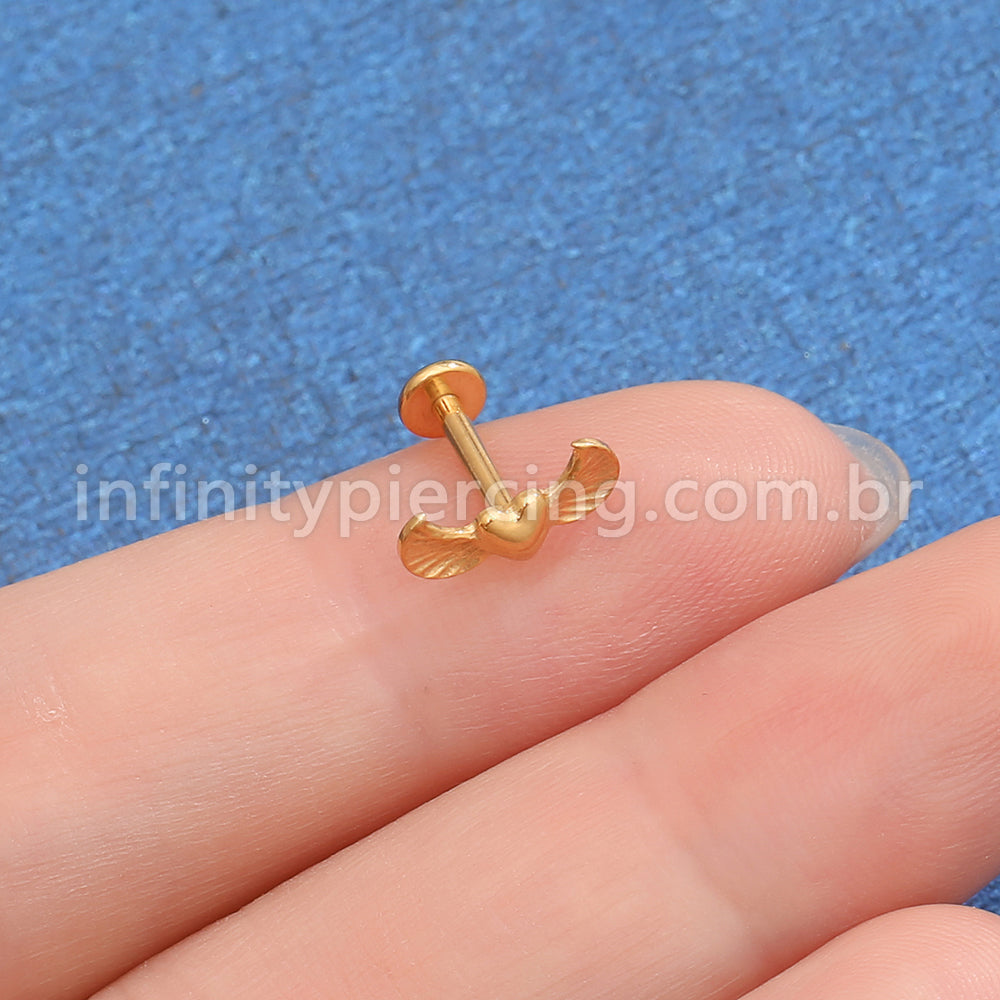 Piercing Labret Titânio Coração Com Asas