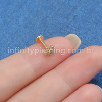 Piercing Labret Aço Cirúrgico Flor Zircônia Cravada