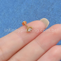 Piercing Labret Aço Cirúrgico Flor Zircônia Cravada