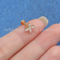 Piercing Labret Titânio X Zircônias Cravejadas