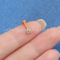 Piercing Labret Titânio Folhas Zircônias Cravejadas