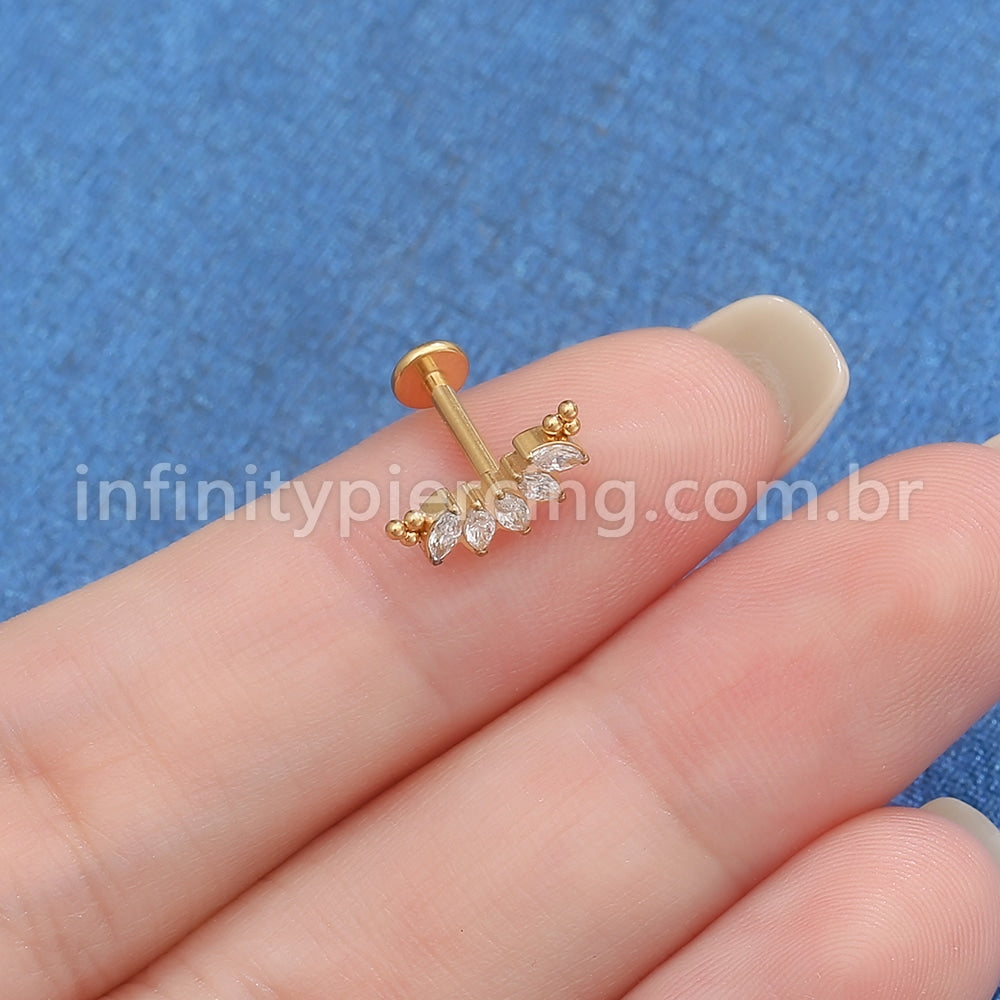 Piercing Labret Aço Cirúrgico Cluster Indiano 5 Zircônia