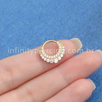 Piercing Argola Titânio 2 Fileiras Zircônia Cravejada
