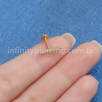Piercing Labret Aço Cirúrgico Barra 12mm Zircônia Cravejada