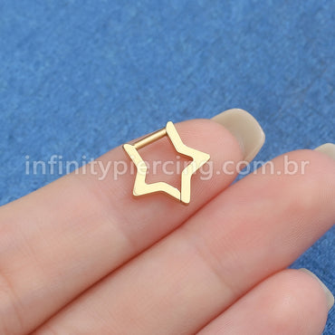 Piercing Argola Aço Cirúrgico Estrela
