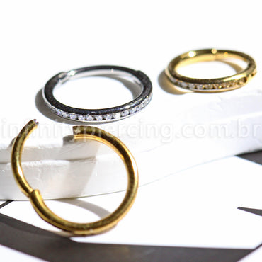 Piercing Argola Titânio Com Zircônia Cravada Lateral