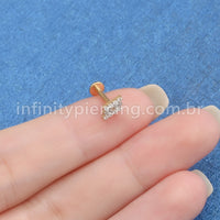 Piercing Labret Aço Cirúrgico Losango Zircônia Cravejada
