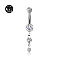 Elegância em Cascata com Pedra de Luz para Umbigo em Titânio G23