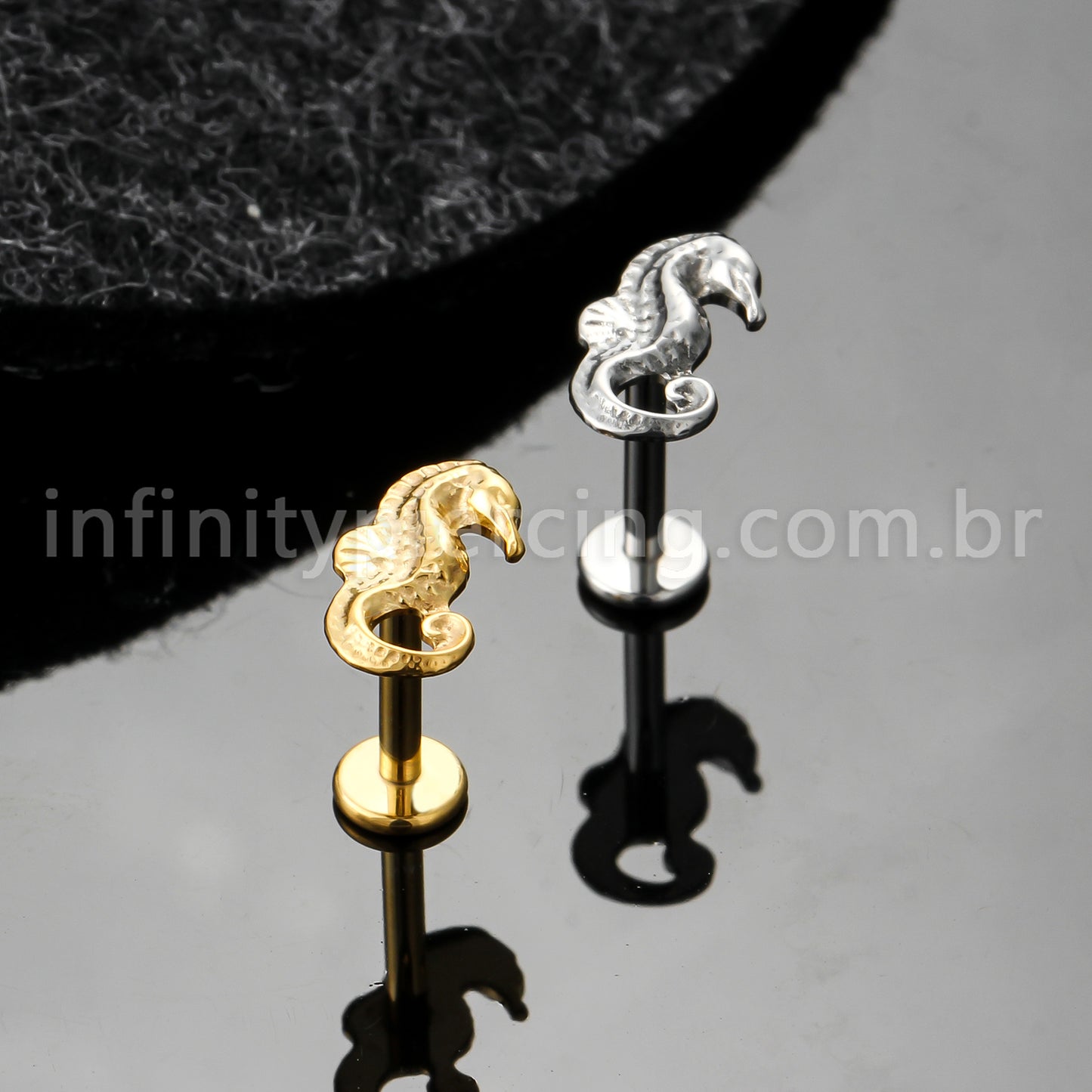 Piercing Labret Titânio Cavalo Marinho