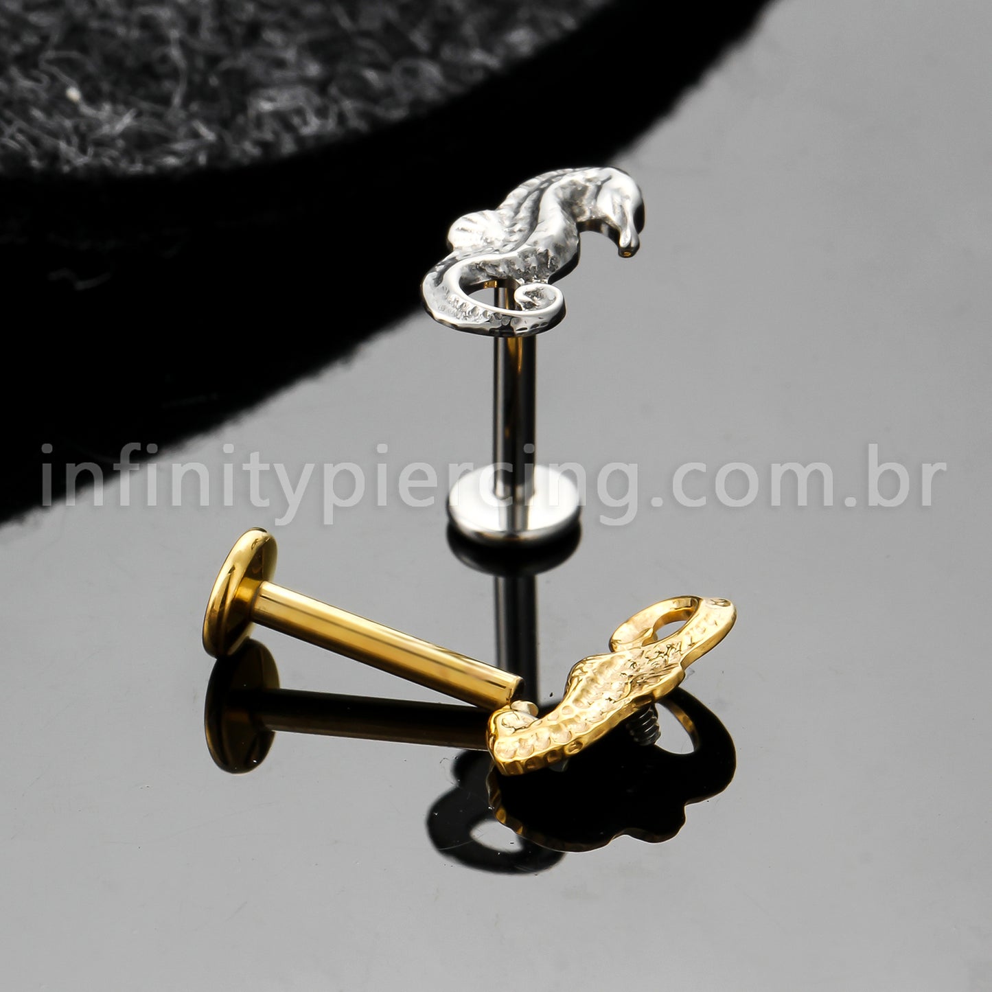 Piercing Labret Titânio Cavalo Marinho