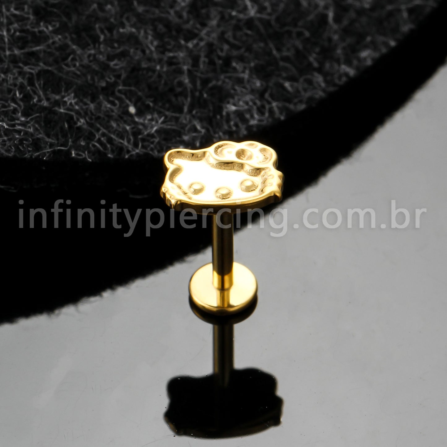 Piercing Labret Titânio Gatinha Com Laço