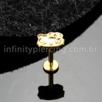 Piercing Labret Titânio Gatinha Com Laço