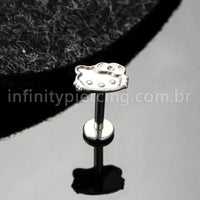 Piercing Labret Titânio Gatinha Com Laço