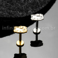 Piercing Labret Titânio Gatinha Com Laço