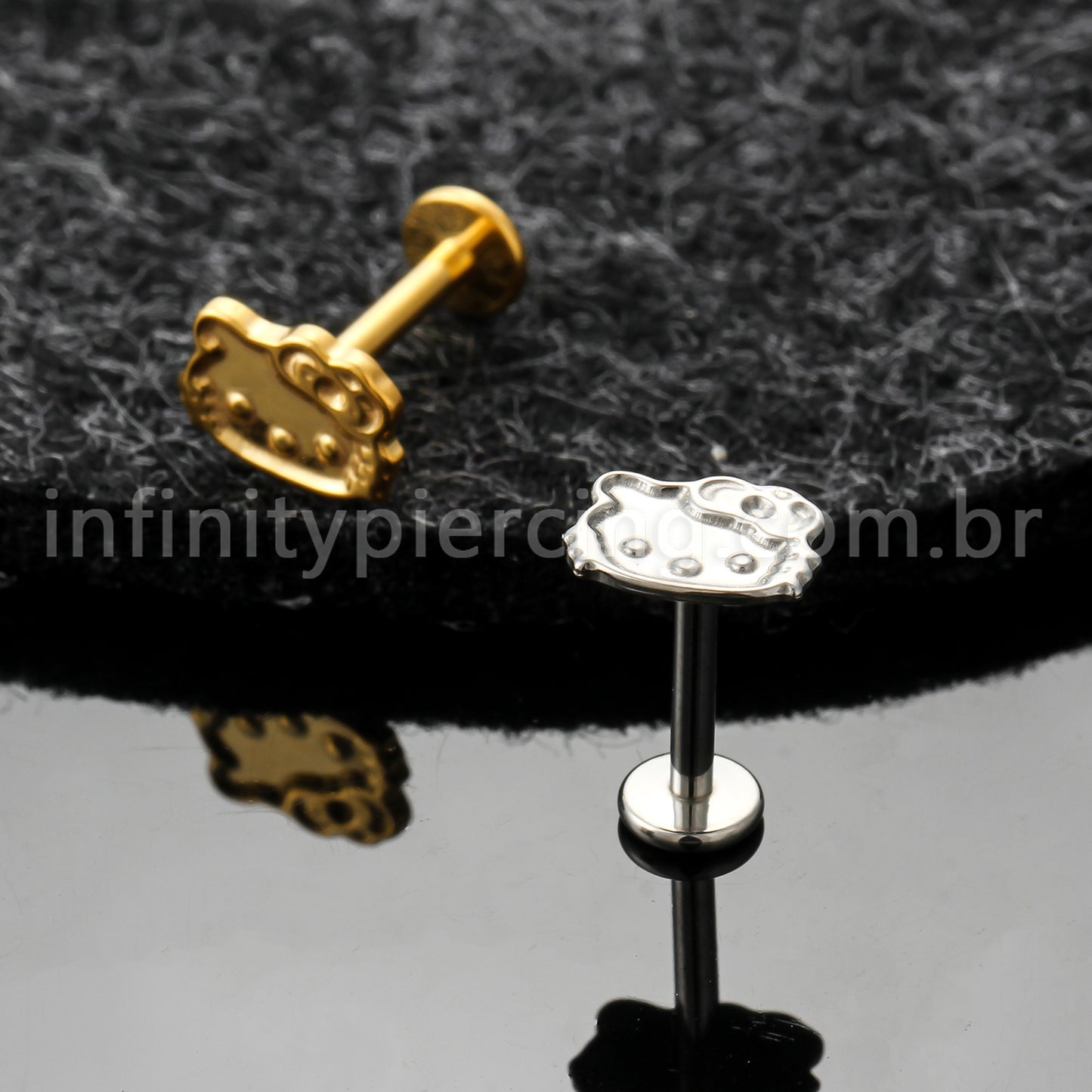 Piercing Labret Titânio Gatinha Com Laço