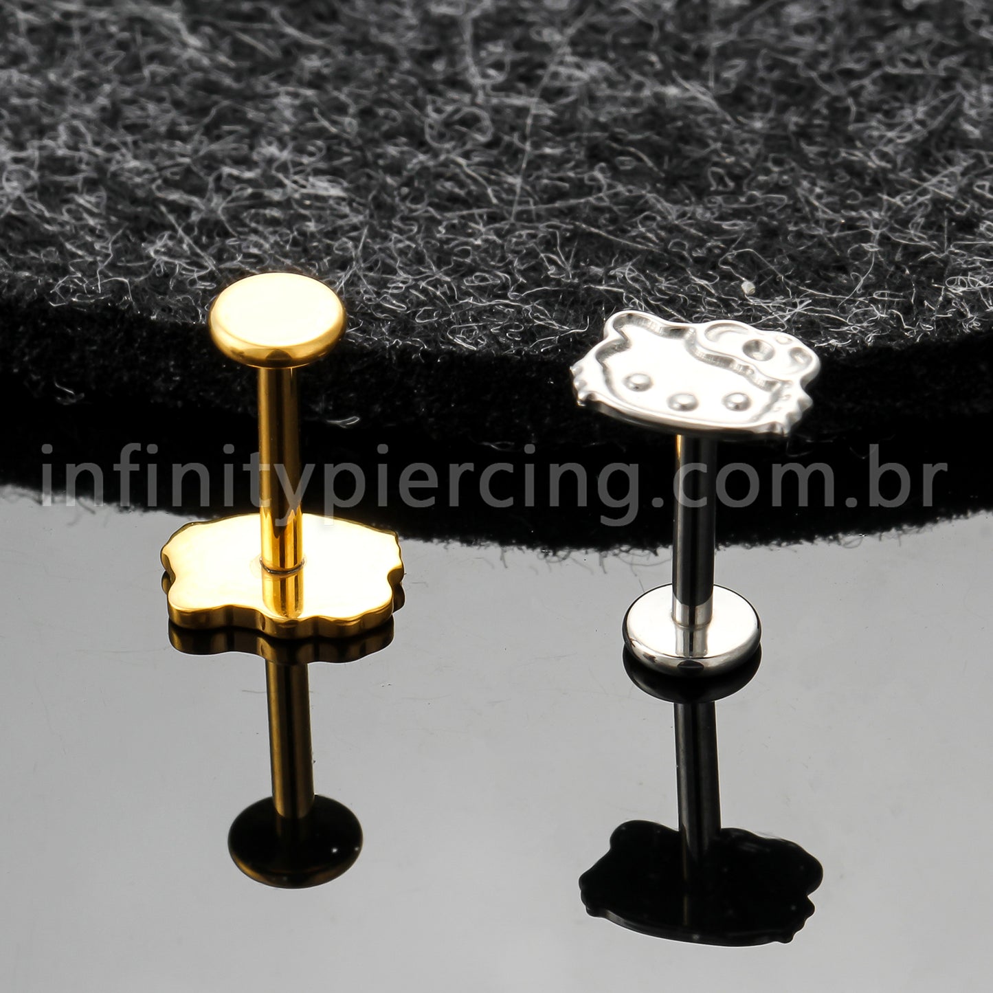 Piercing Labret Titânio Gatinha Com Laço