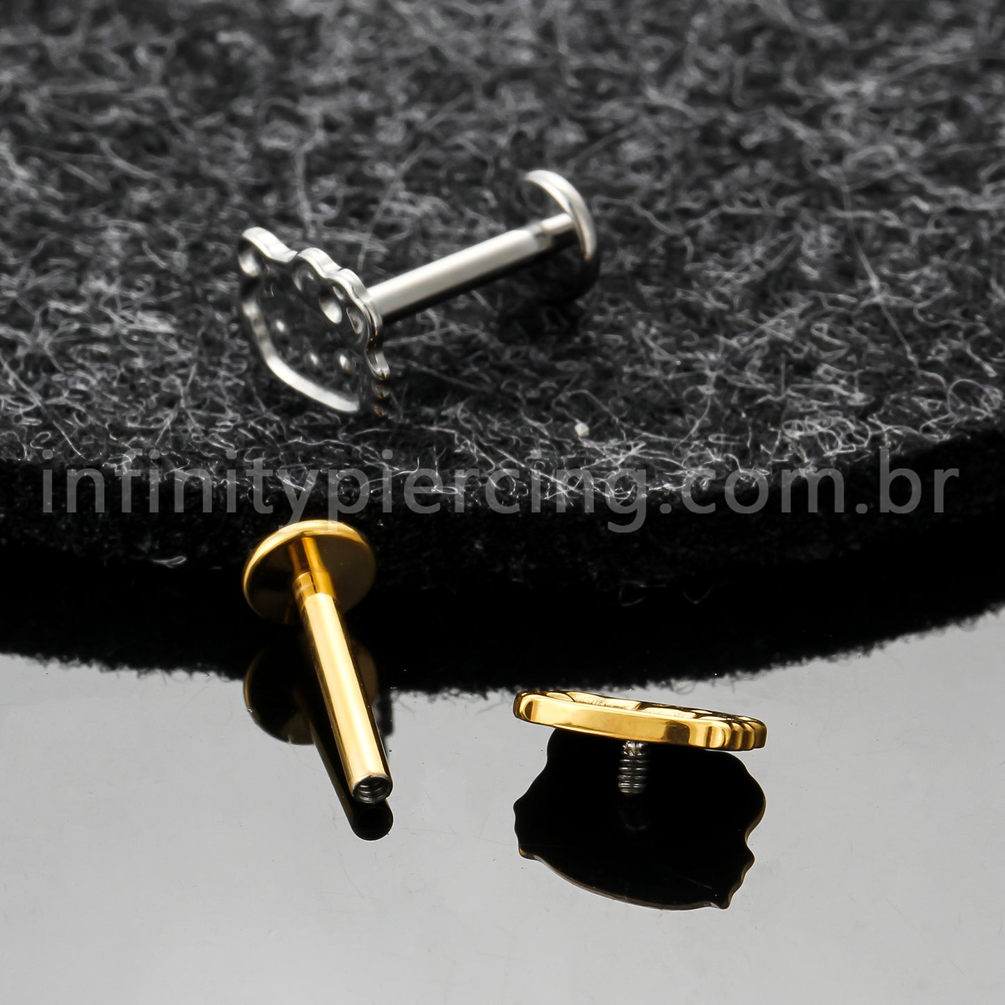 Piercing Labret Titânio Gatinha Com Laço