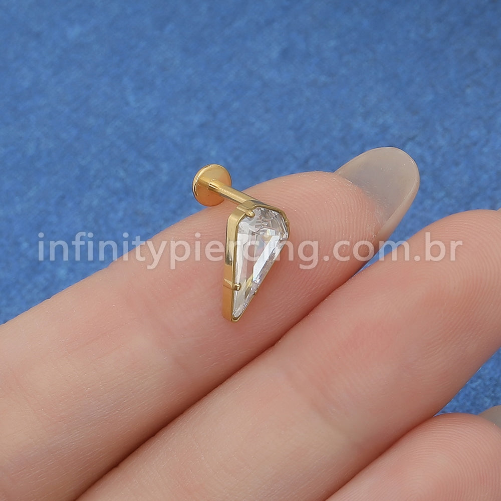 Piercing Labret Titânio Zircônias Gota