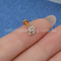 Piercing Labret Titânio Flor Zircônia Cravejada