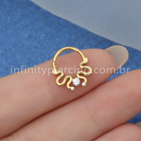 Piercing Argola Titânio Segmento Articulado Cobras Zircônia