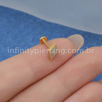Piercing Labret Titânio Losango Zircônias Cravejadas