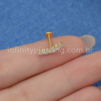 Piercing Labret Titânio Cluster Zircônias Cravejadas