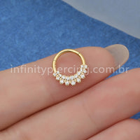 Piercing Argola Titânio Segmento Articulado Zircônias Cravejadas