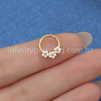 Piercing Argola Titânio Segmento Articulado Flores Zircônia