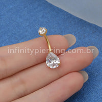 Piercing Banana Titânio Gota 2 Zircônias