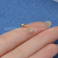 Piercing Minibarbell Curvo Titânio Flor 9 Zircônias