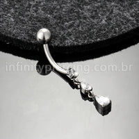 Piercing Banana Titânio 3 Pedras Redonda Zircônia