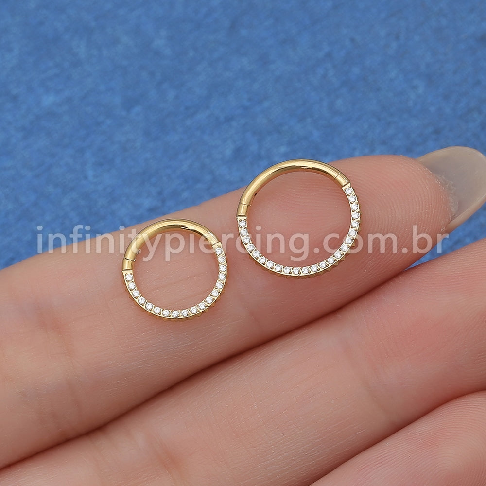 Piercing Argola Titânio Segmento Articulado Detalhada/Zircônia