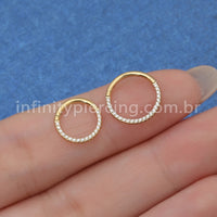 Piercing Argola Titânio Segmento Articulado Detalhada/Zircônia