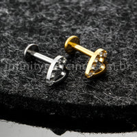 Piercing Labret Titânio Coração Com Zircônia Lateral