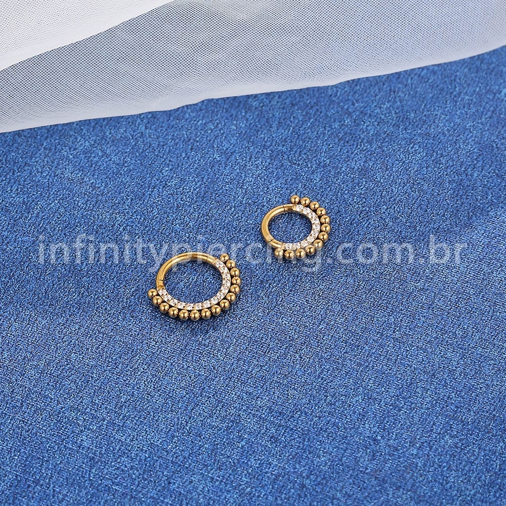 Piercing Argola Aço Cirúrgico Segmento Articulado Indiano Zircônia Cravejada