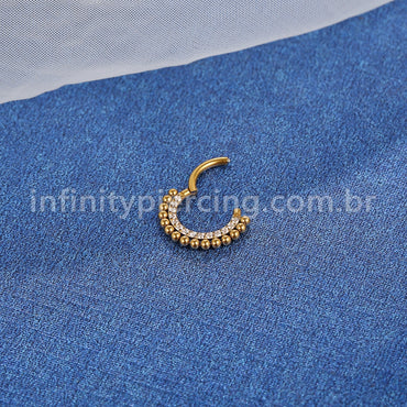 Piercing Argola Aço Cirúrgico Segmento Articulado Indiano Zircônia Cravejada
