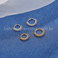 Piercing Argola Aço Cirúrgico Segmento Articulado Indiano Zircônia Cravejada