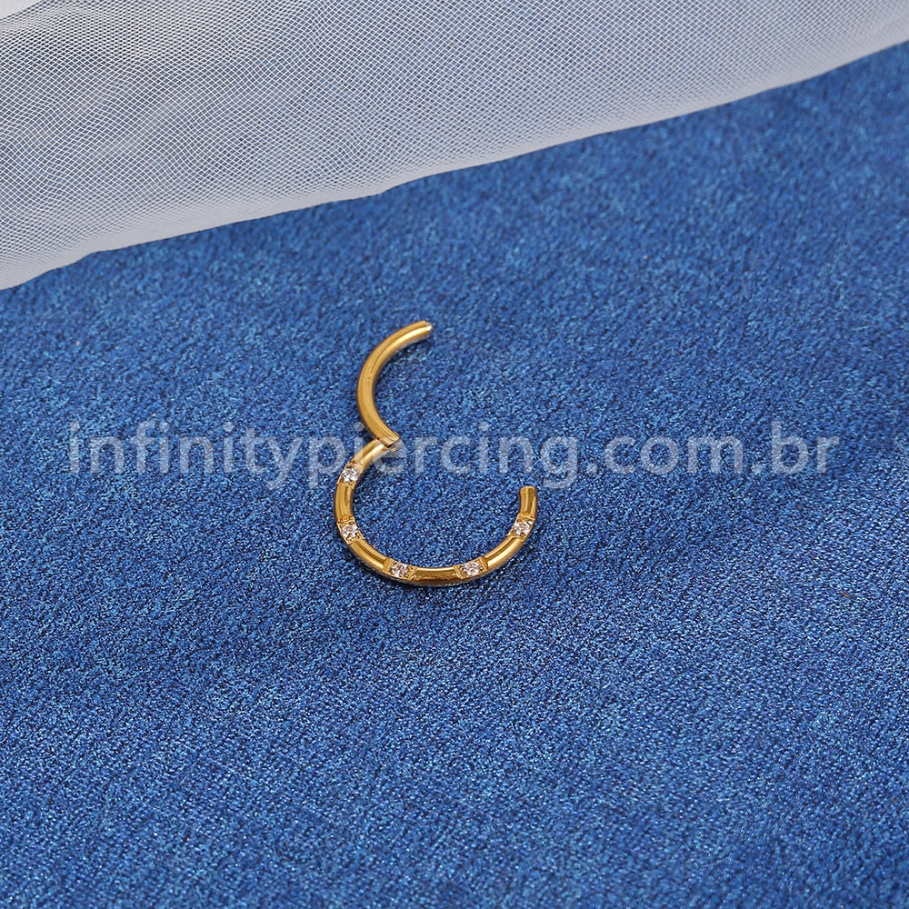 Piercing Argola Aço Cirúrgico Detalhes Zircônia