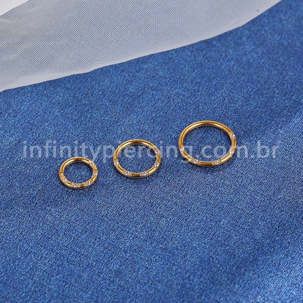 Piercing Argola Aço Cirúrgico Detalhes Zircônia
