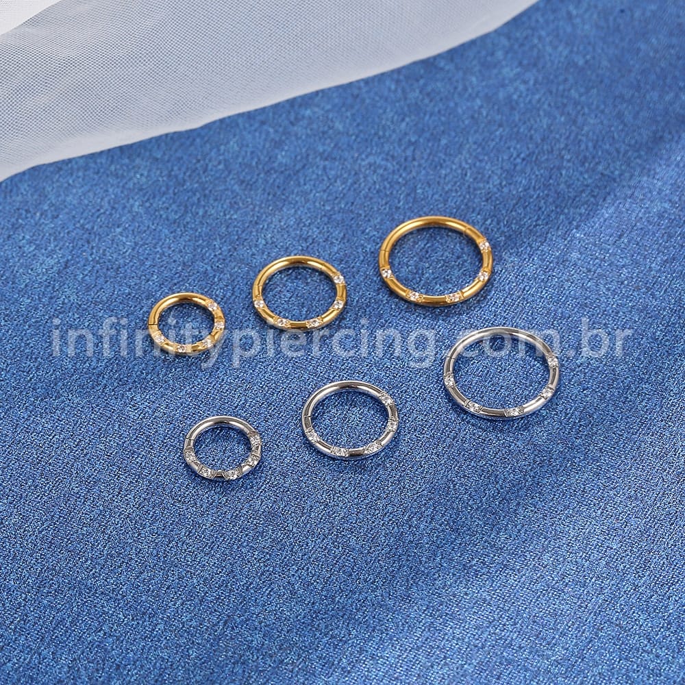 Piercing Argola Aço Cirúrgico Detalhes Zircônia