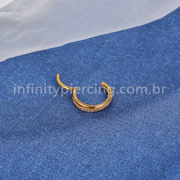 Piercing Argola Titânio Segmento Articulado Transpassada Zircônia