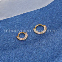 Piercing Argola Aço Cirúrgico Segmento Articulado Zircônia 2 Fileiras