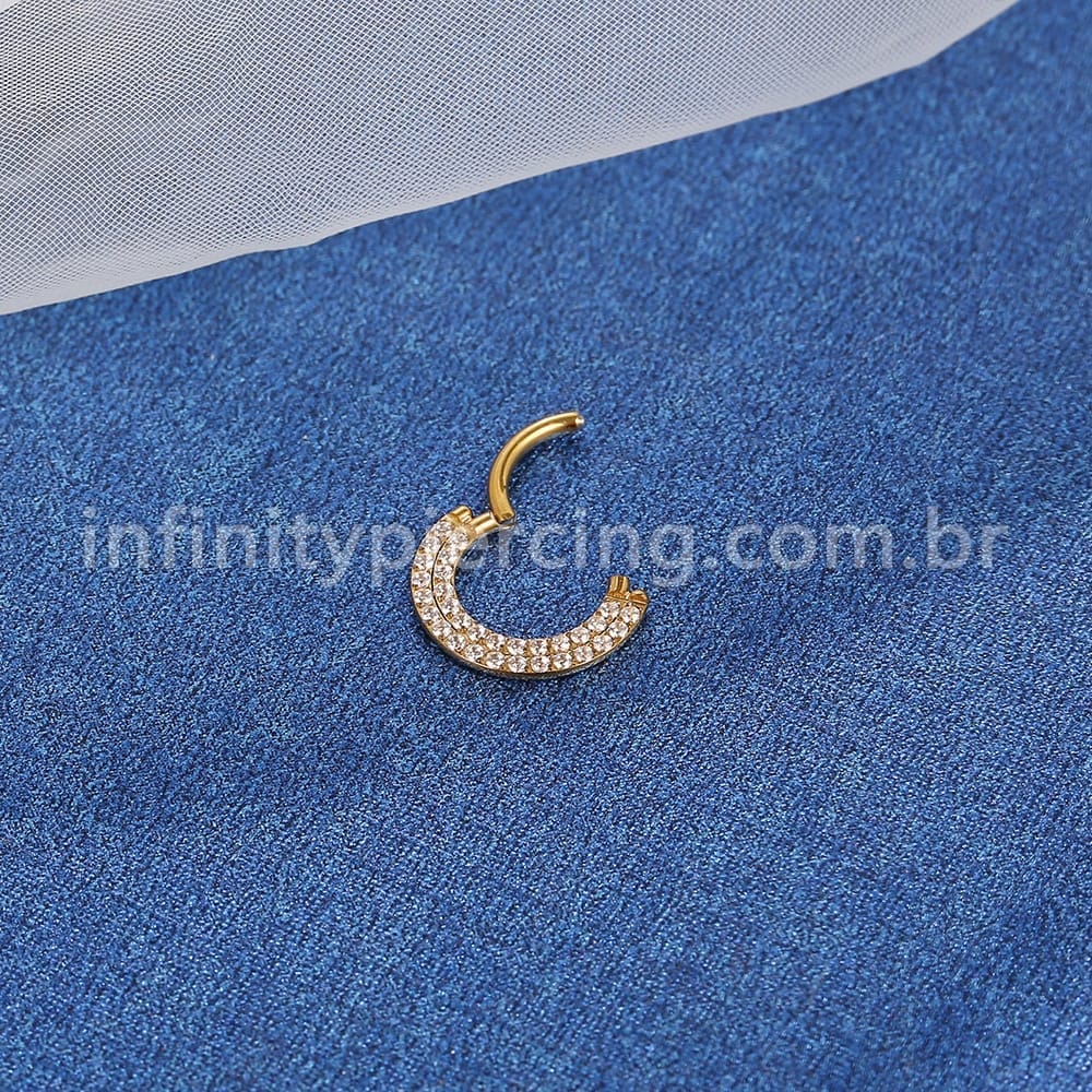 Piercing Argola Aço Cirúrgico Segmento Articulado Zircônia 2 Fileiras