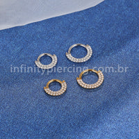 Piercing Argola Aço Cirúrgico Segmento Articulado Zircônia 2 Fileiras