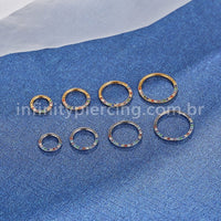 Piercing Argola Segmentada Aço Cirúrgico Zircônia Colorida Frontal